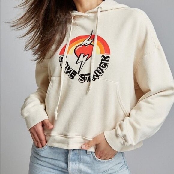 Re/Done - Love Struck Hoodie in Ivory, Medium - some flaws, READ - Picture 4 of 12